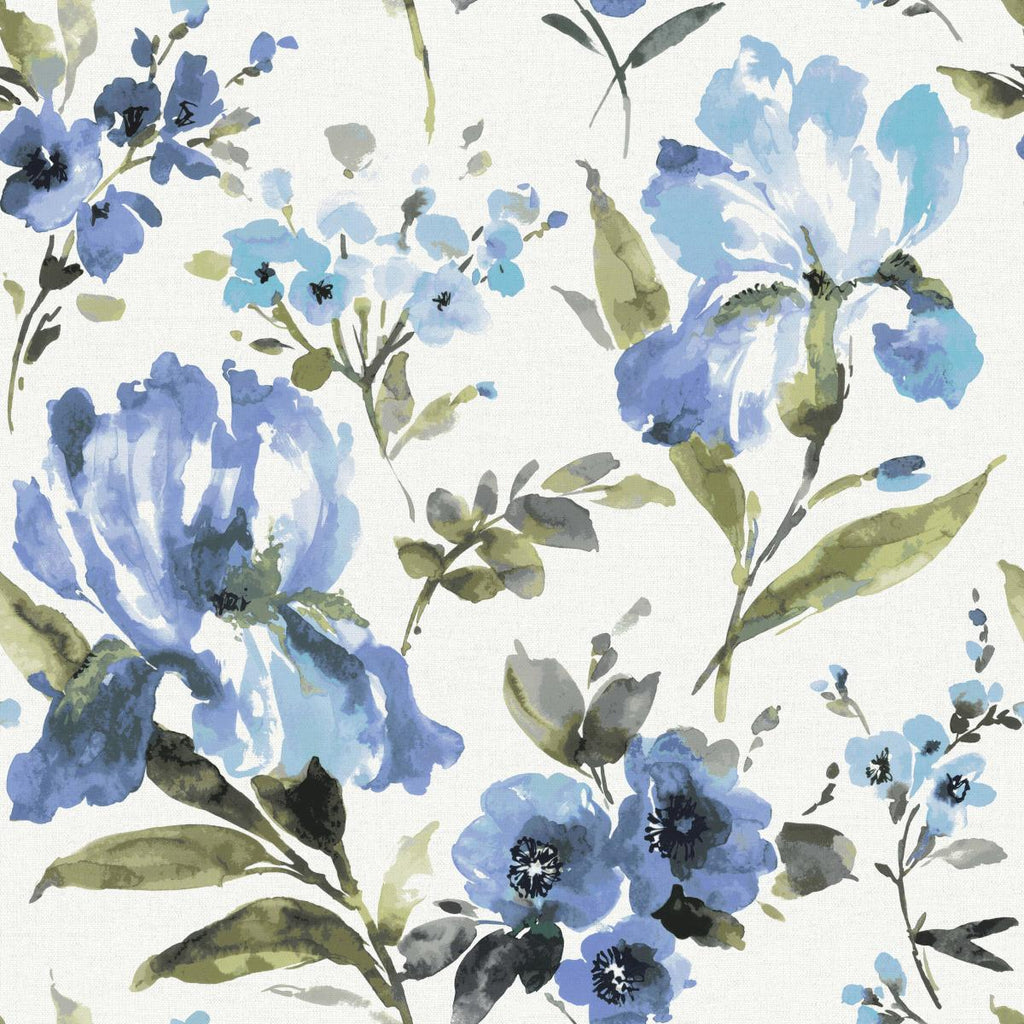 RoomMates Iris Peel & Stick blue Wallpaper