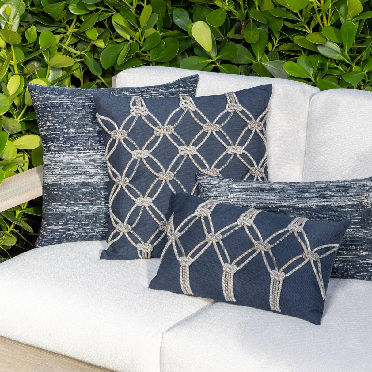 Elaine Smith Textured Indigo Deep Blue 20"x20" Decorative Pillow