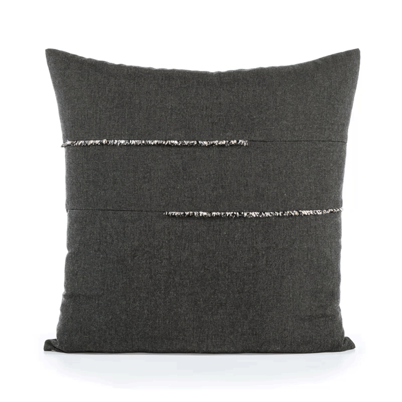Elaine Smith Micro Fringe Carbon Black 20"x20" Decorative Pillow