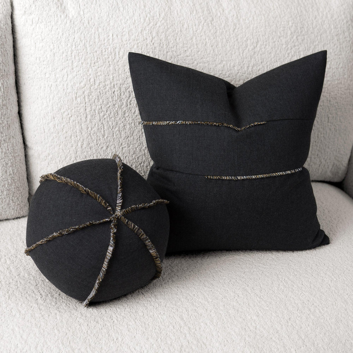 Elaine Smith Micro Fringe Carbon Black 20"x20" Decorative Pillow
