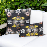 Elaine Smith Honey Bee Black 22"x22" Decorative Pillow