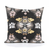 Elaine Smith Honey Bee Black 22"x22" Decorative Pillow