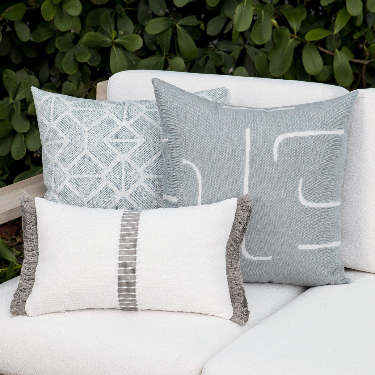 Elaine Smith Bakuba Stream Light Blue 20"x20" Decorative Pillow
