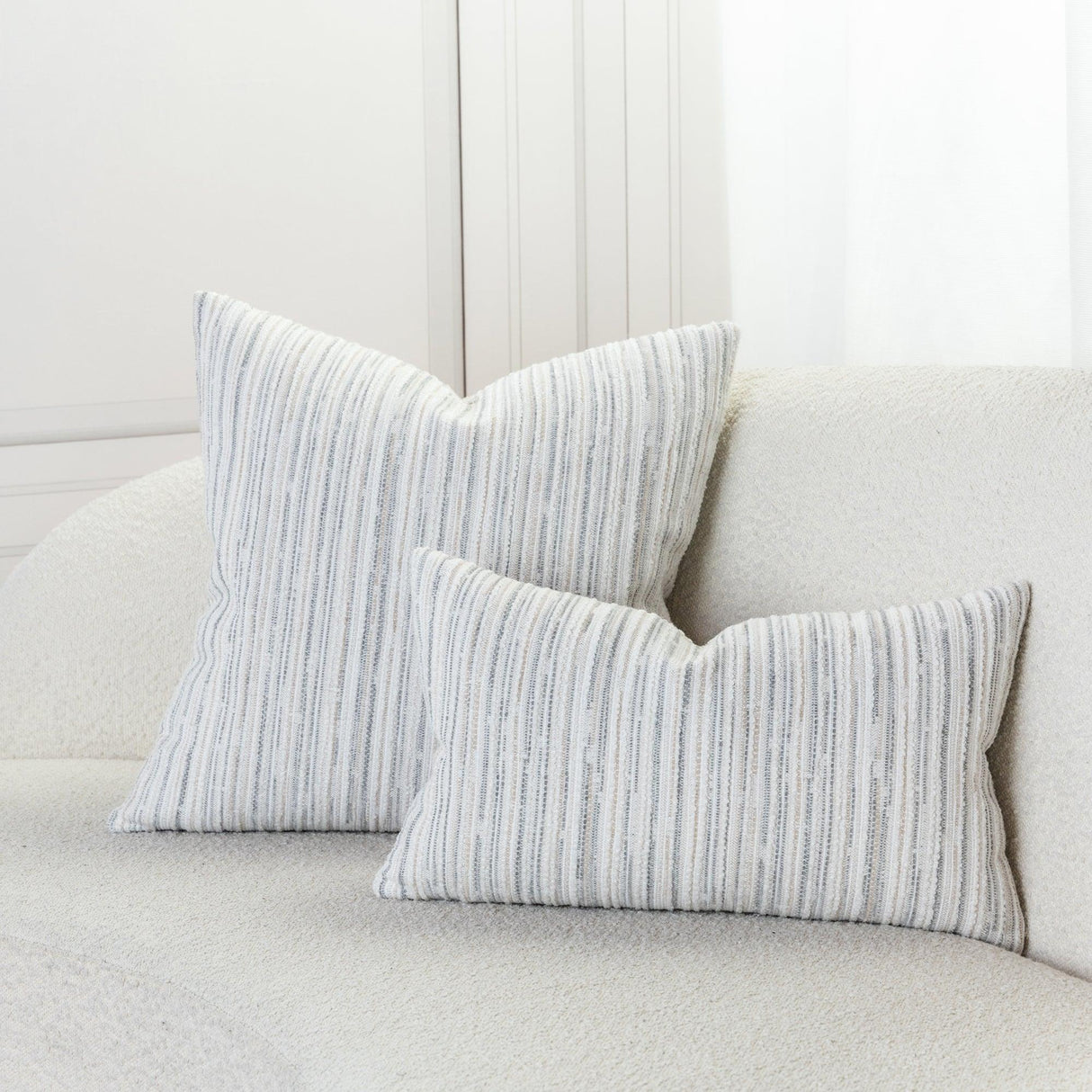 Elaine Smith Luxe Stripe Pebble White 12"x20" Decorative Pillow