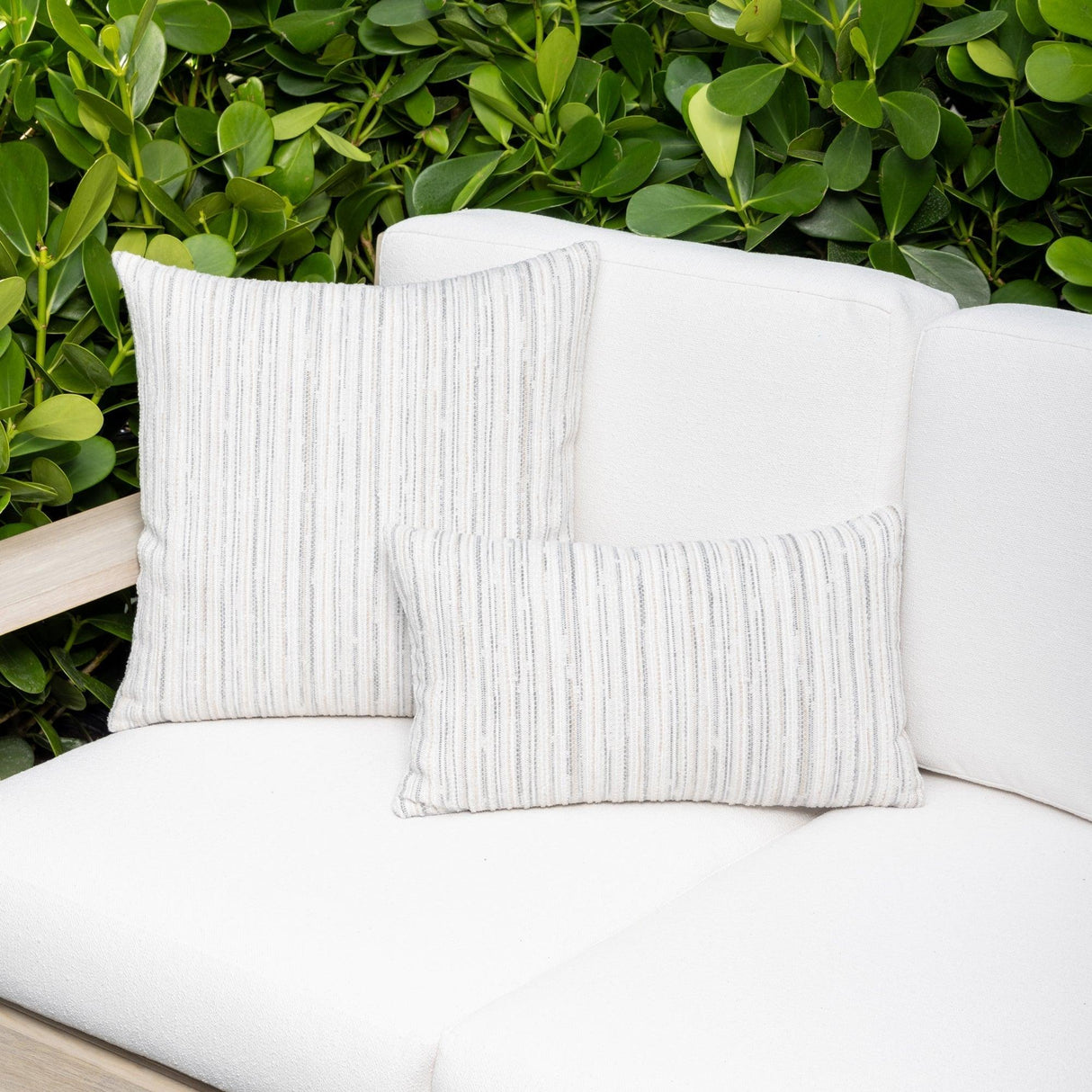 Elaine Smith Luxe Stripe Pebble White 12"x20" Decorative Pillow