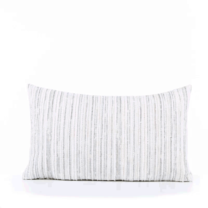 Elaine Smith Luxe Stripe Pebble White 12"x20" Decorative Pillow