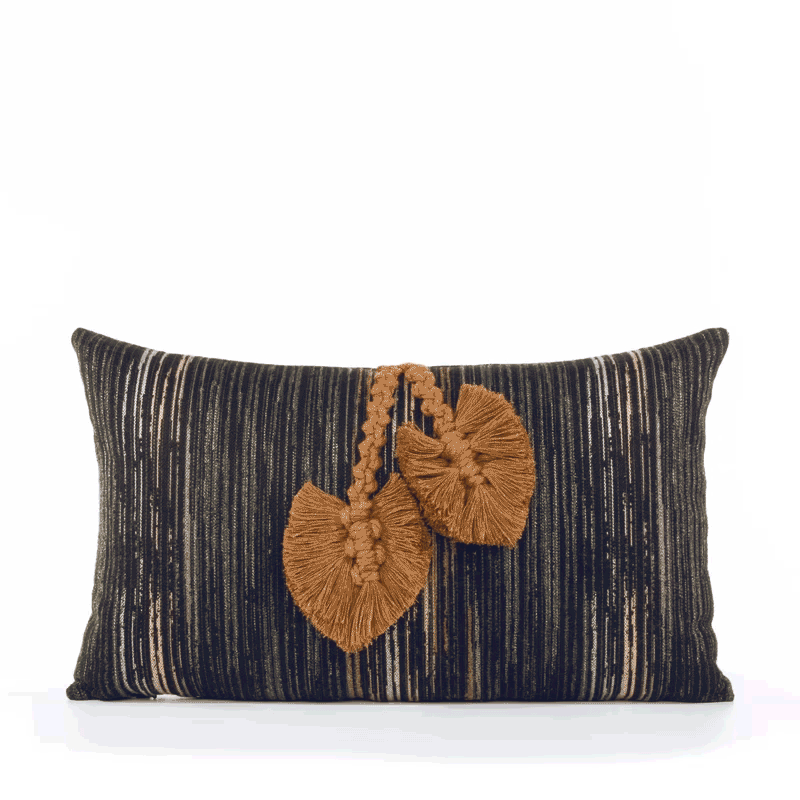 Elaine Smith Ingenuity Harvest Black 12"x20" Decorative Pillow