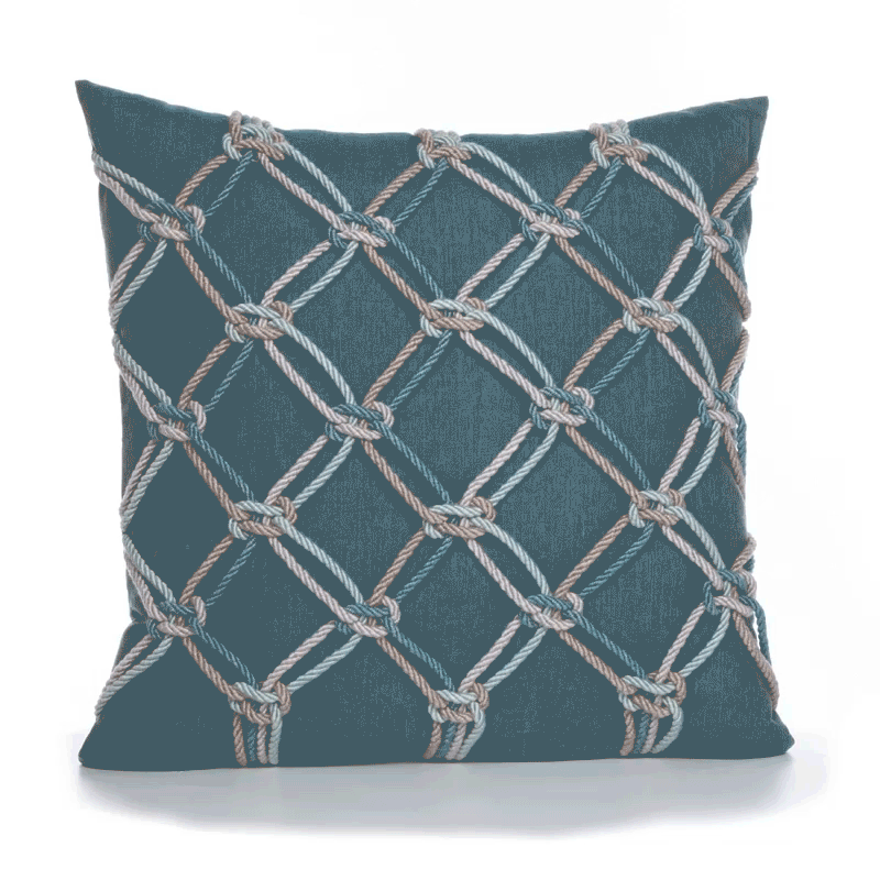 Elaine Smith Lagoon Rope Teal 20"x20" Decorative Pillow