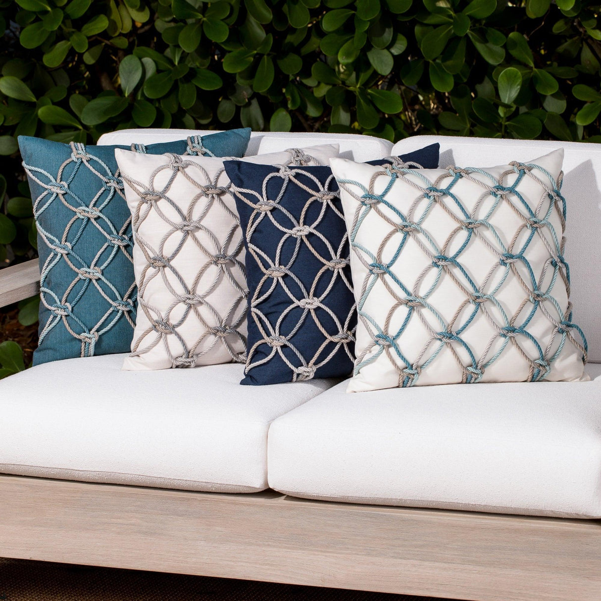 Elaine Smith Lagoon Rope Teal 20"x20" Decorative Pillow