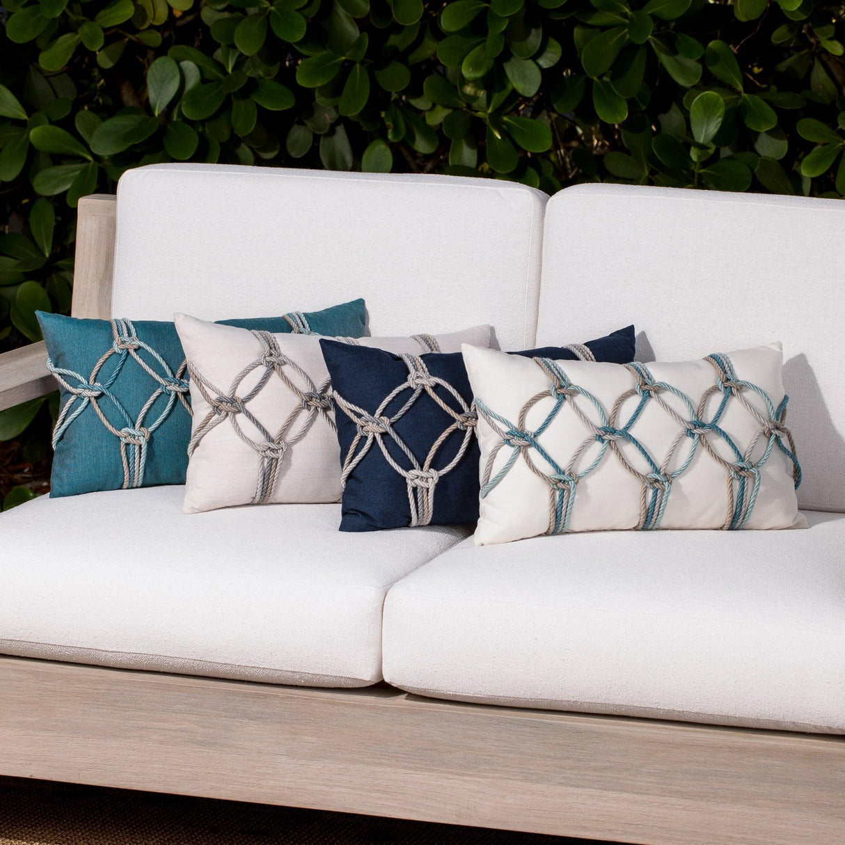 Elaine Smith Lagoon Rope Teal 12"x20" Decorative Pillow