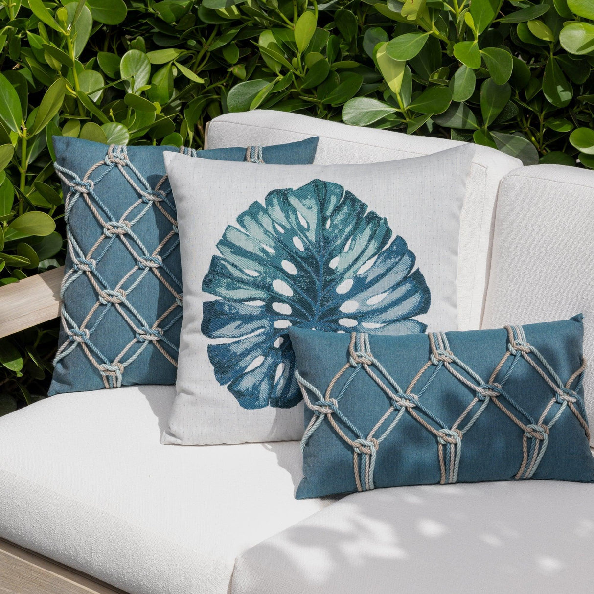 Elaine Smith Lagoon Rope Teal 12"x20" Decorative Pillow