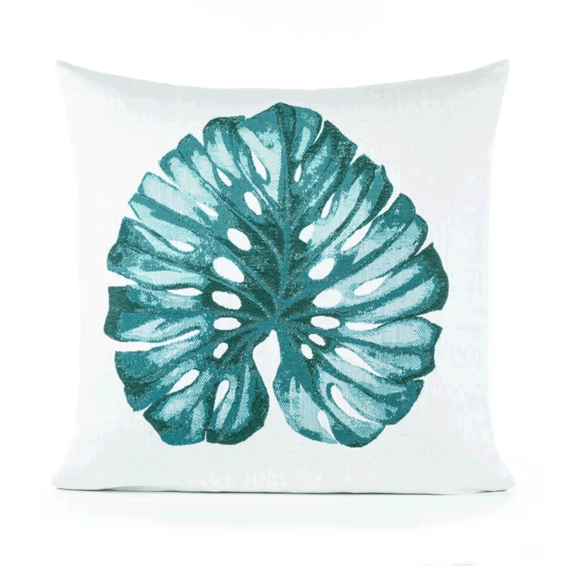 Elaine Smith Leaf Lagoon Teal 22"x22" Decorative Pillow