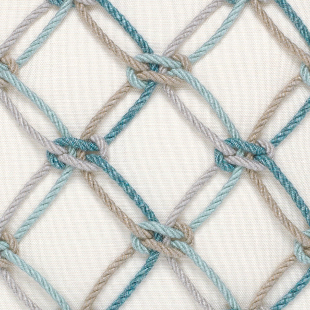 Elaine Smith Aqua Rope Ivory 20"x20" Decorative Pillow