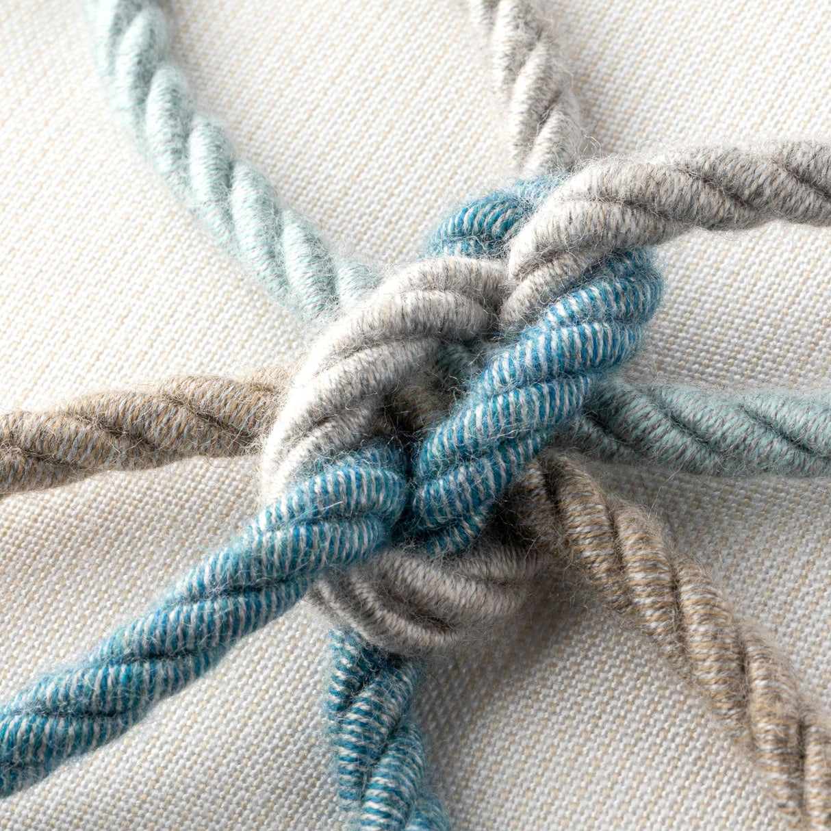 Elaine Smith Aqua Rope Ivory 20"x20" Decorative Pillow