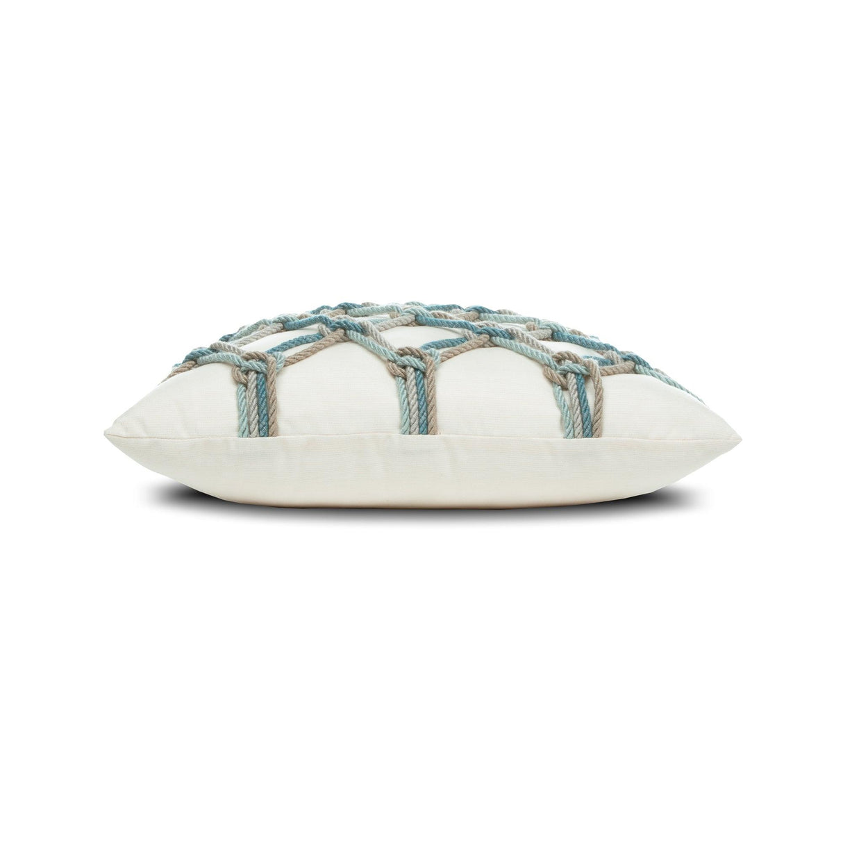 Elaine Smith Aqua Rope Ivory 20"x20" Decorative Pillow