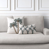 Elaine Smith Aqua Rope Ivory 12"x20" Decorative Pillow
