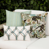 Elaine Smith Aqua Rope Ivory 12"x20" Decorative Pillow