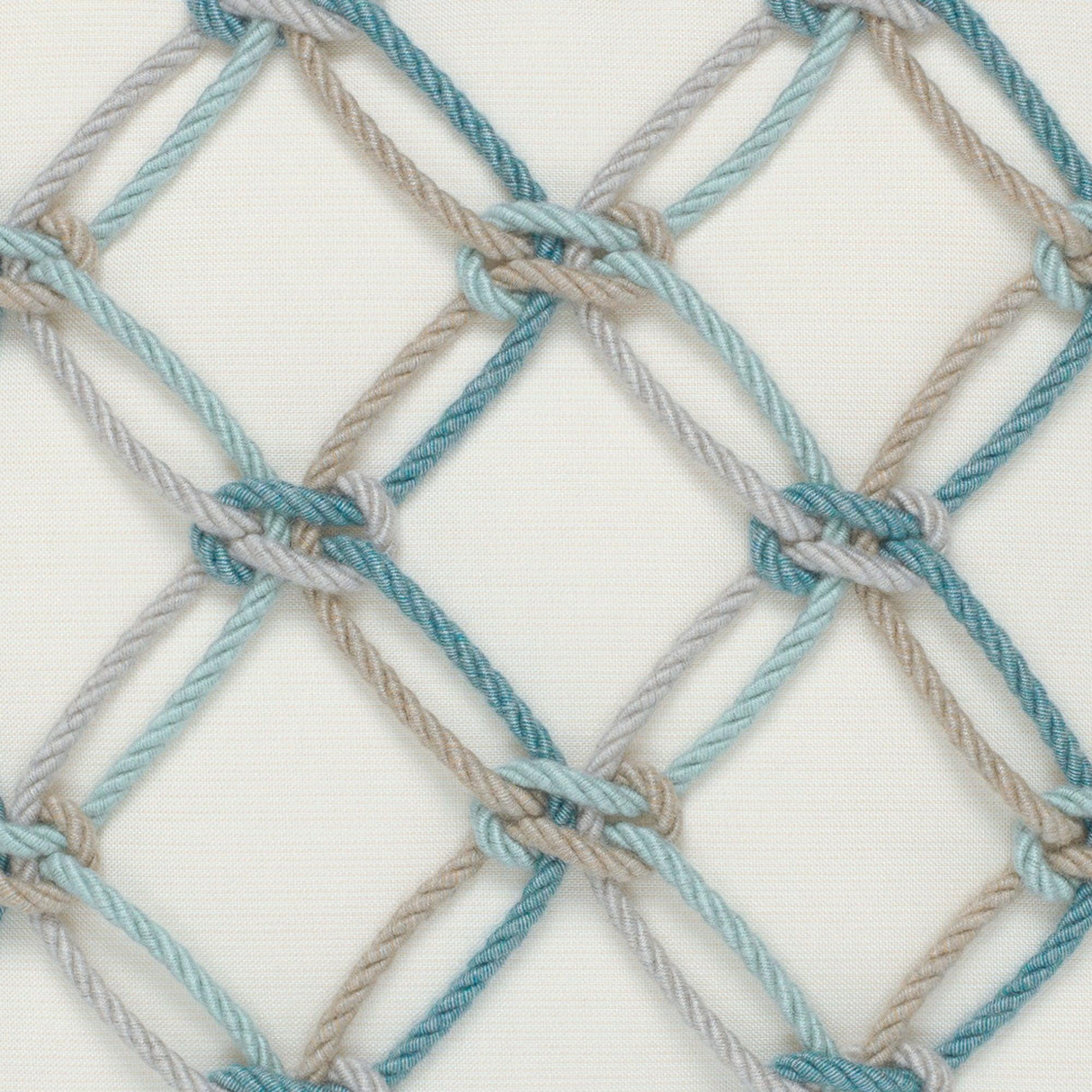 Elaine Smith Aqua Rope Ivory 12"x20" Decorative Pillow