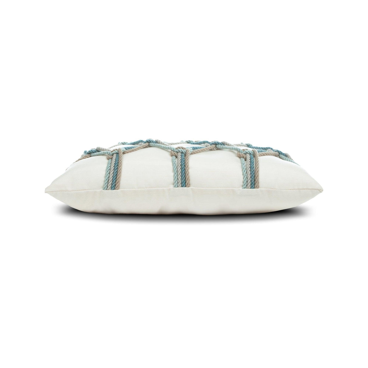 Elaine Smith Aqua Rope Ivory 12"x20" Decorative Pillow