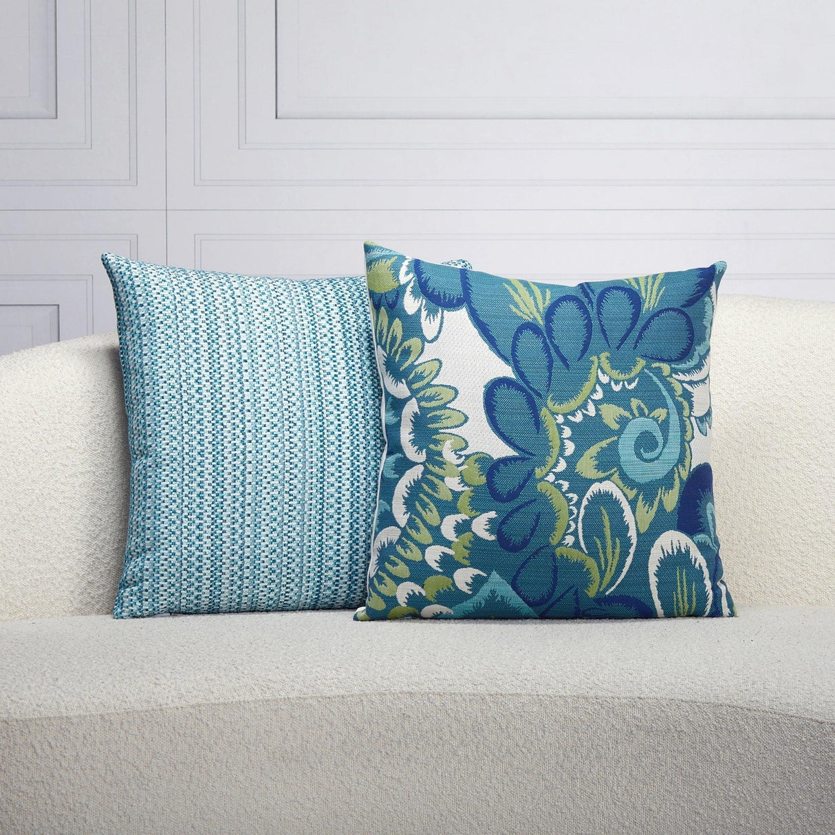 Elaine Smith Floral Wave Teal 20"x20" Decorative Pillow