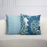 Elaine Smith Floral Wave Teal 20"x20" Decorative Pillow
