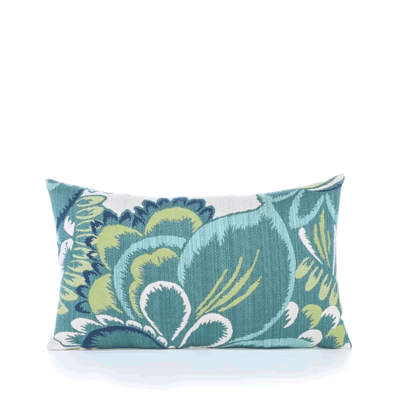 Elaine Smith Floral Wave Teal 12"x20" Decorative Pillow