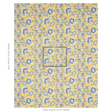 Schumacher Marielle Vine Yellow & Delft Fabric