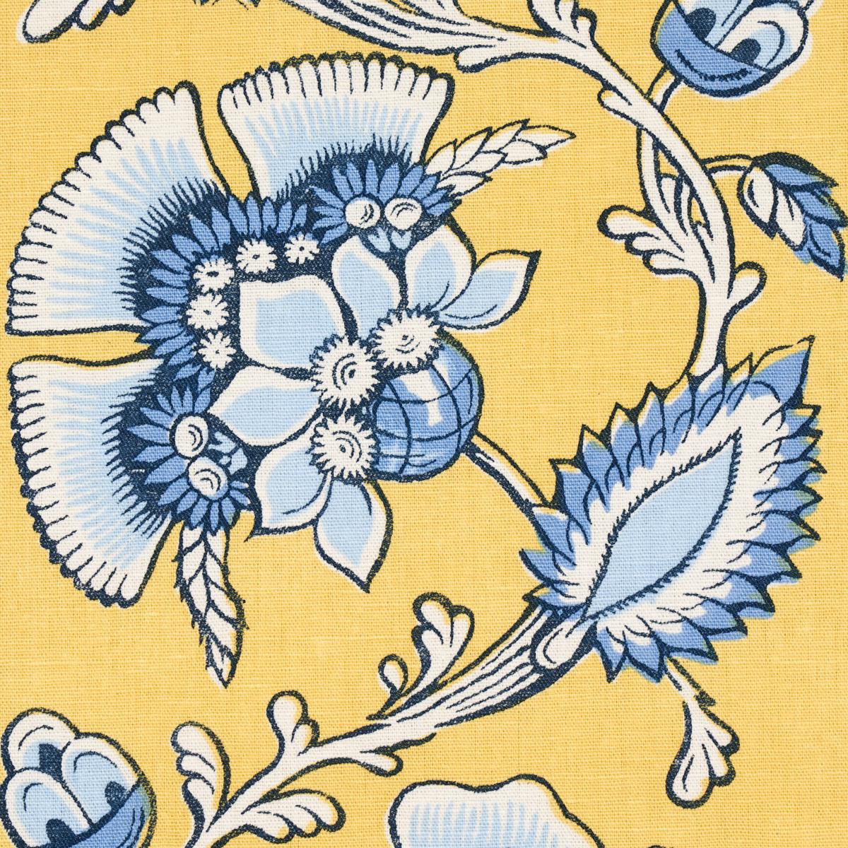 Schumacher Marielle Vine Yellow & Delft Fabric – DecoratorsBest
