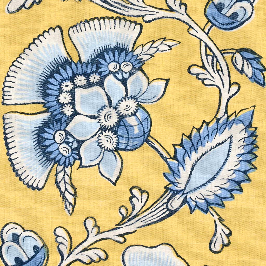 Schumacher Marielle Vine Yellow & Delft Fabric