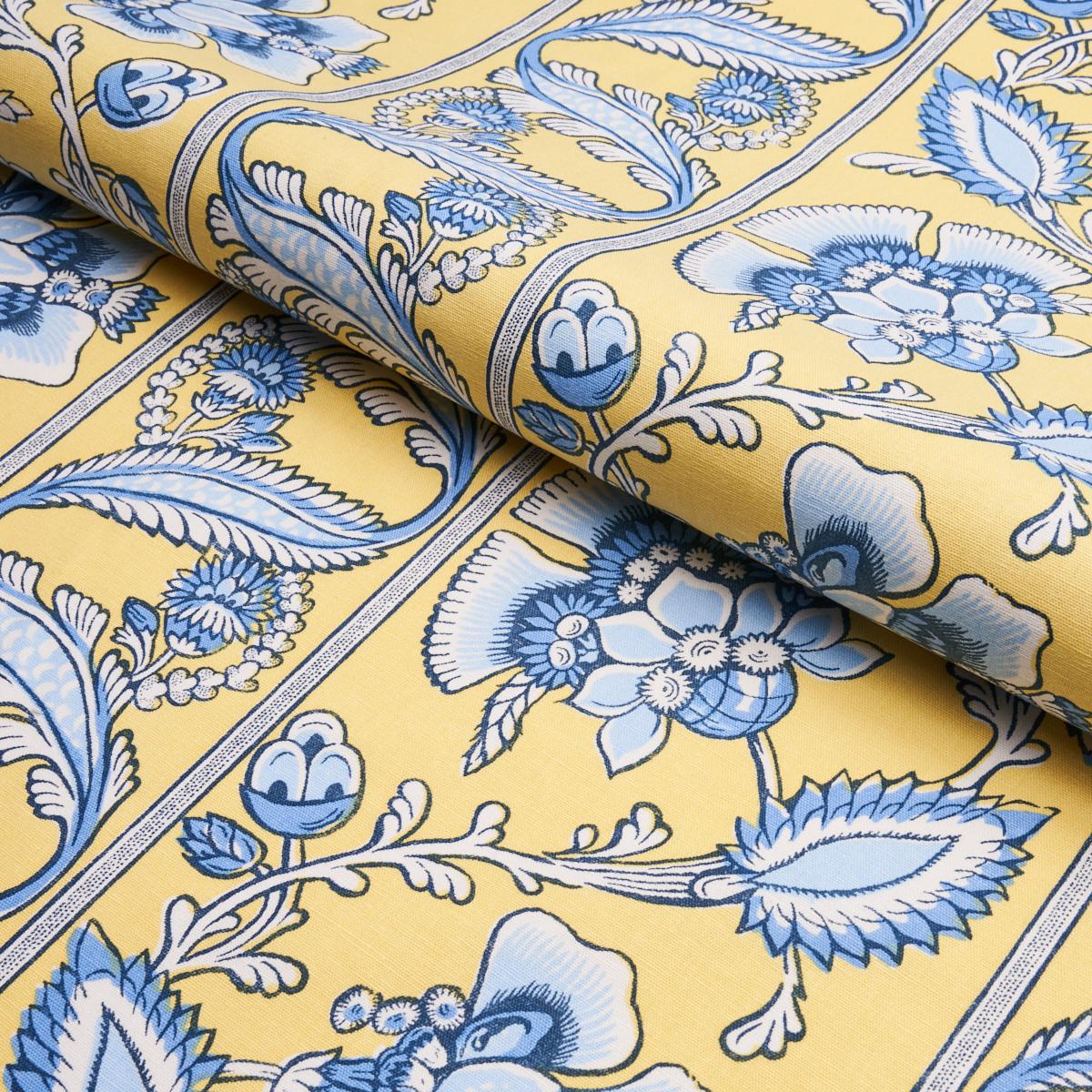Schumacher Marielle Vine Yellow & Delft Fabric – DecoratorsBest