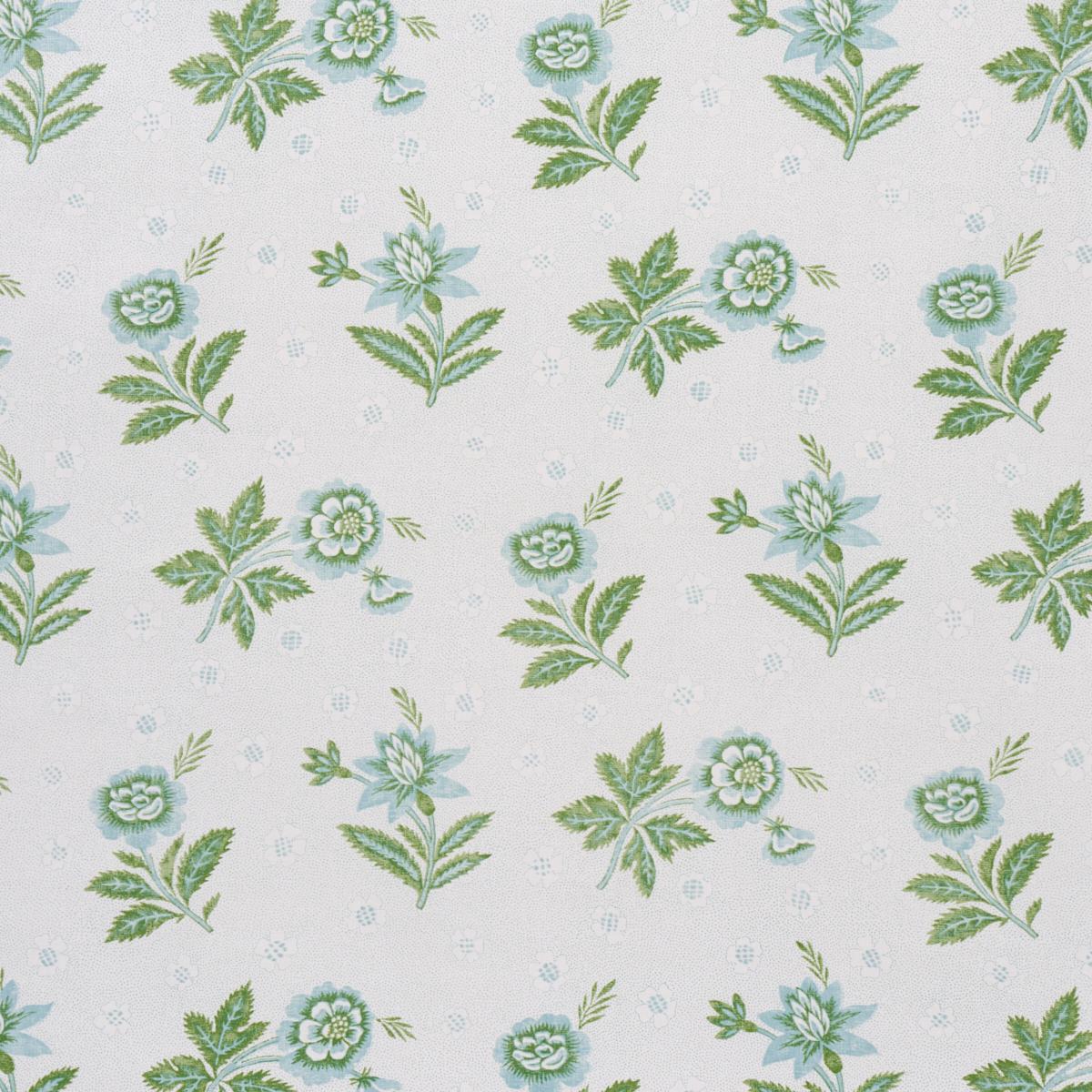 Schumacher Colline Leaf & Aqua Fabric