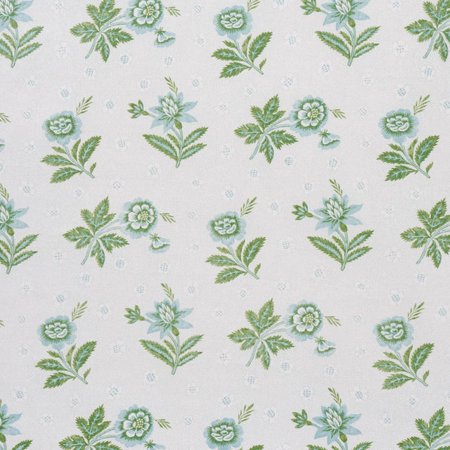 Schumacher Colline Leaf & Aqua Fabric