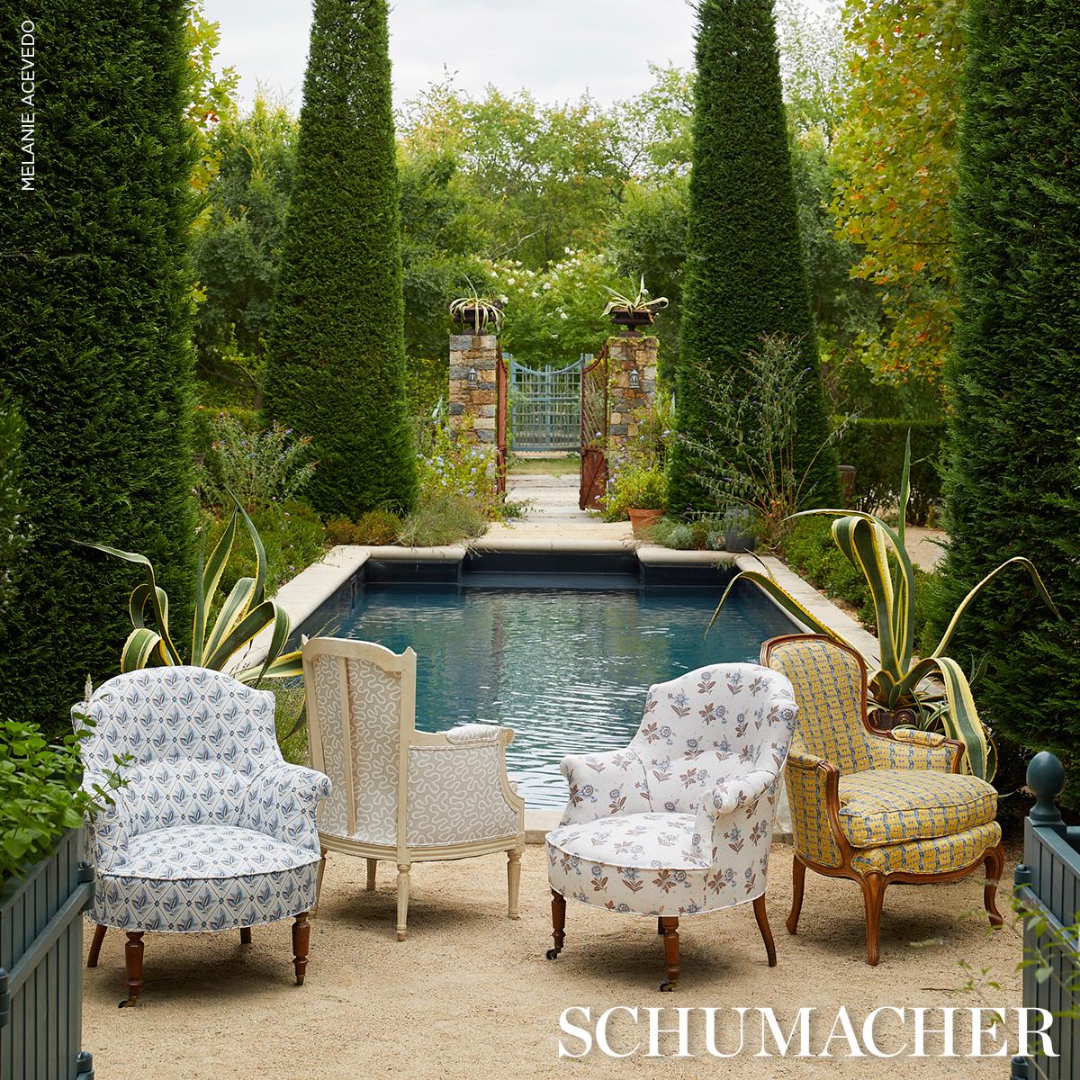 Schumacher Basile Trellis Porcelain Fabric