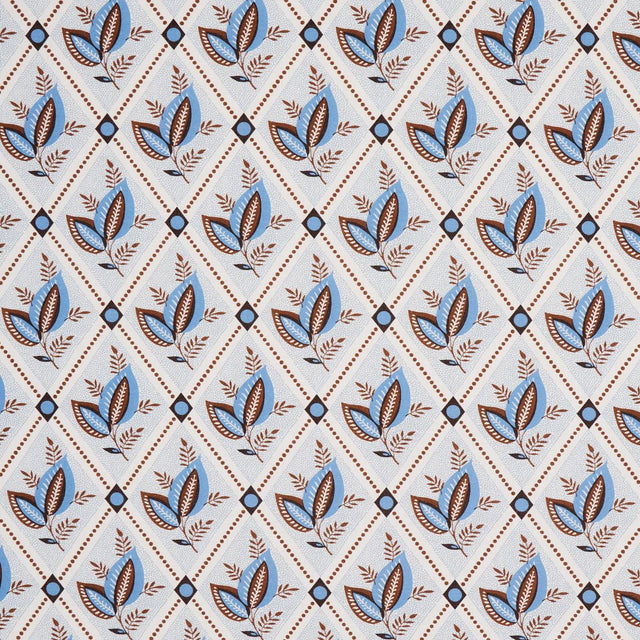 Schumacher Basile Trellis Delft & Sepia Fabric