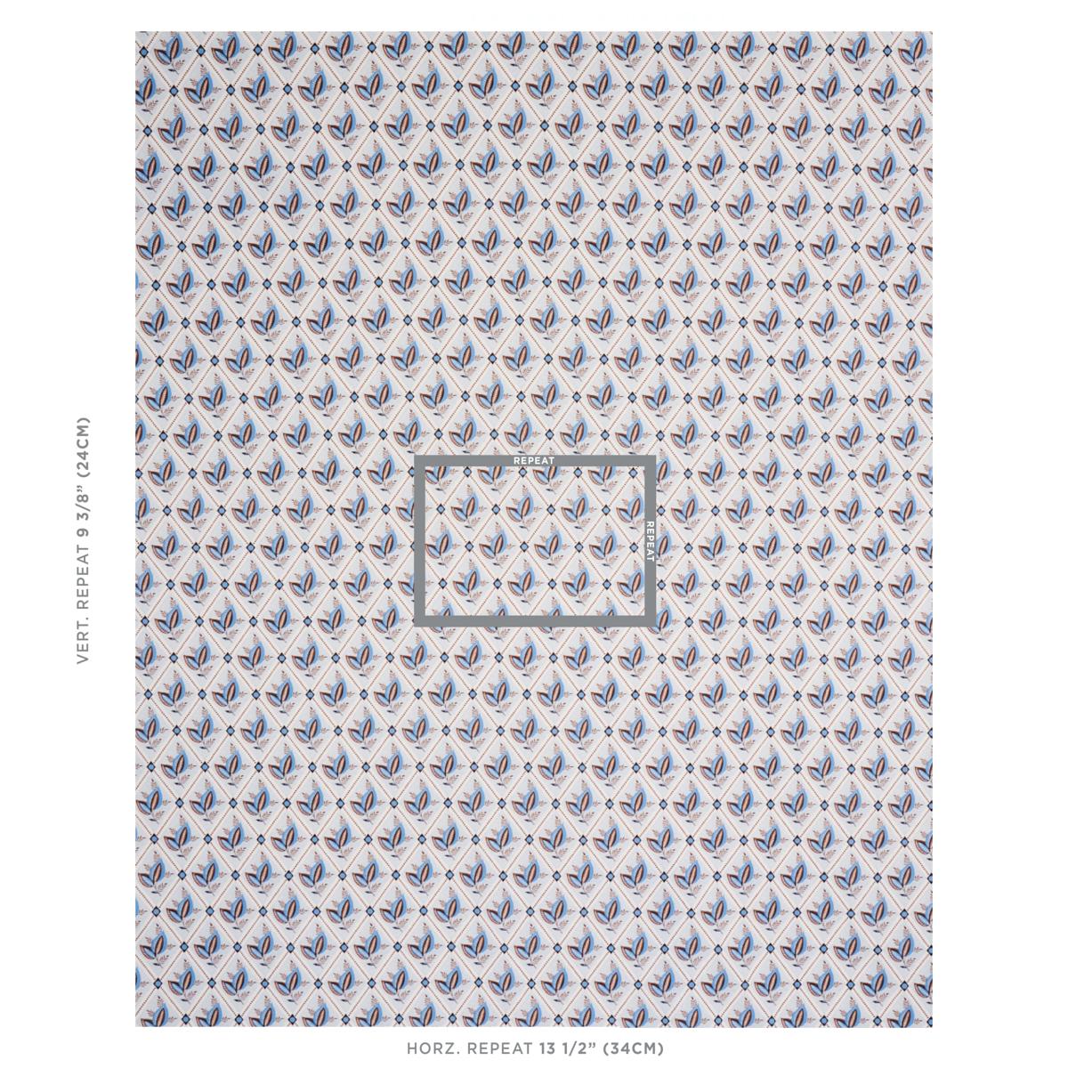 Schumacher Basile Trellis Delft & Sepia Fabric