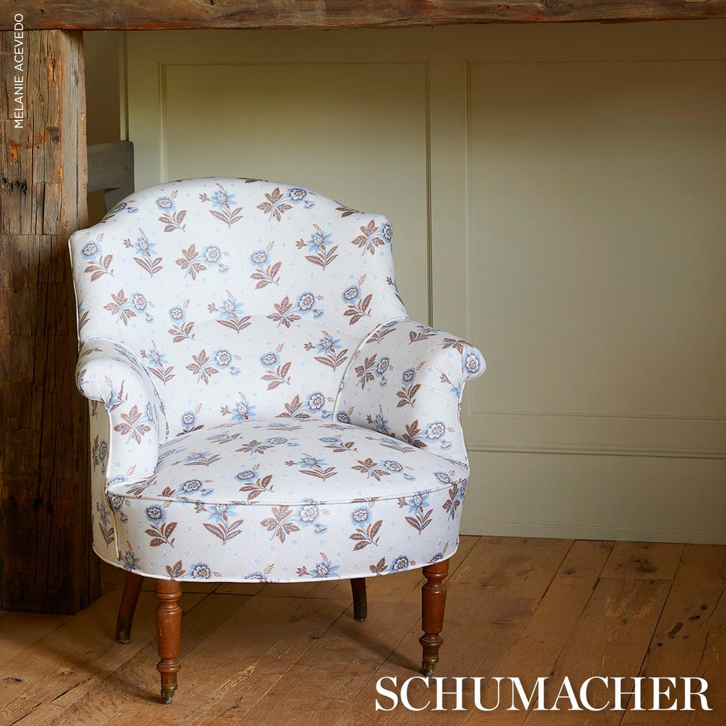 Schumacher Basile Trellis Delft & Sepia Fabric