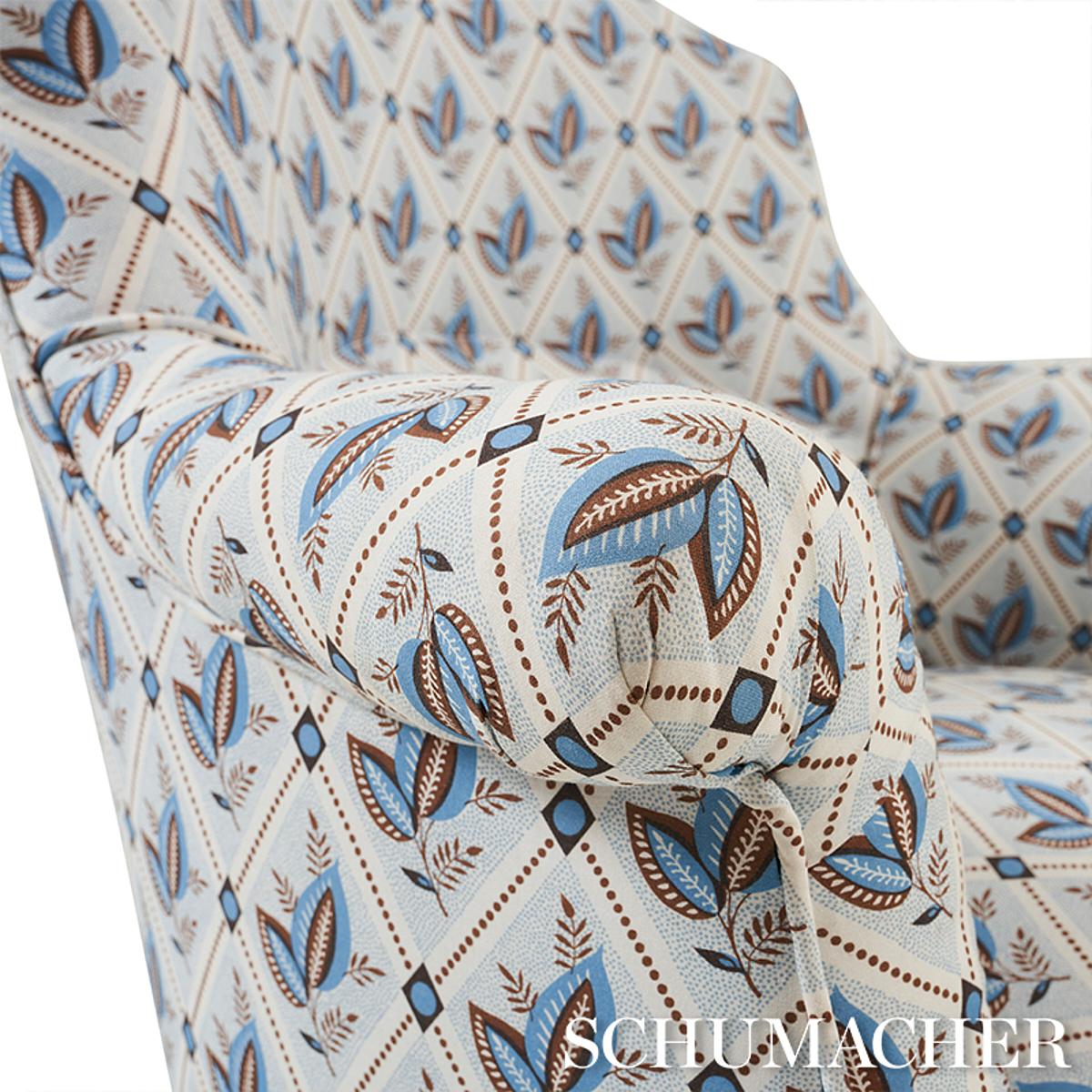 Schumacher Basile Trellis Delft & Sepia Fabric