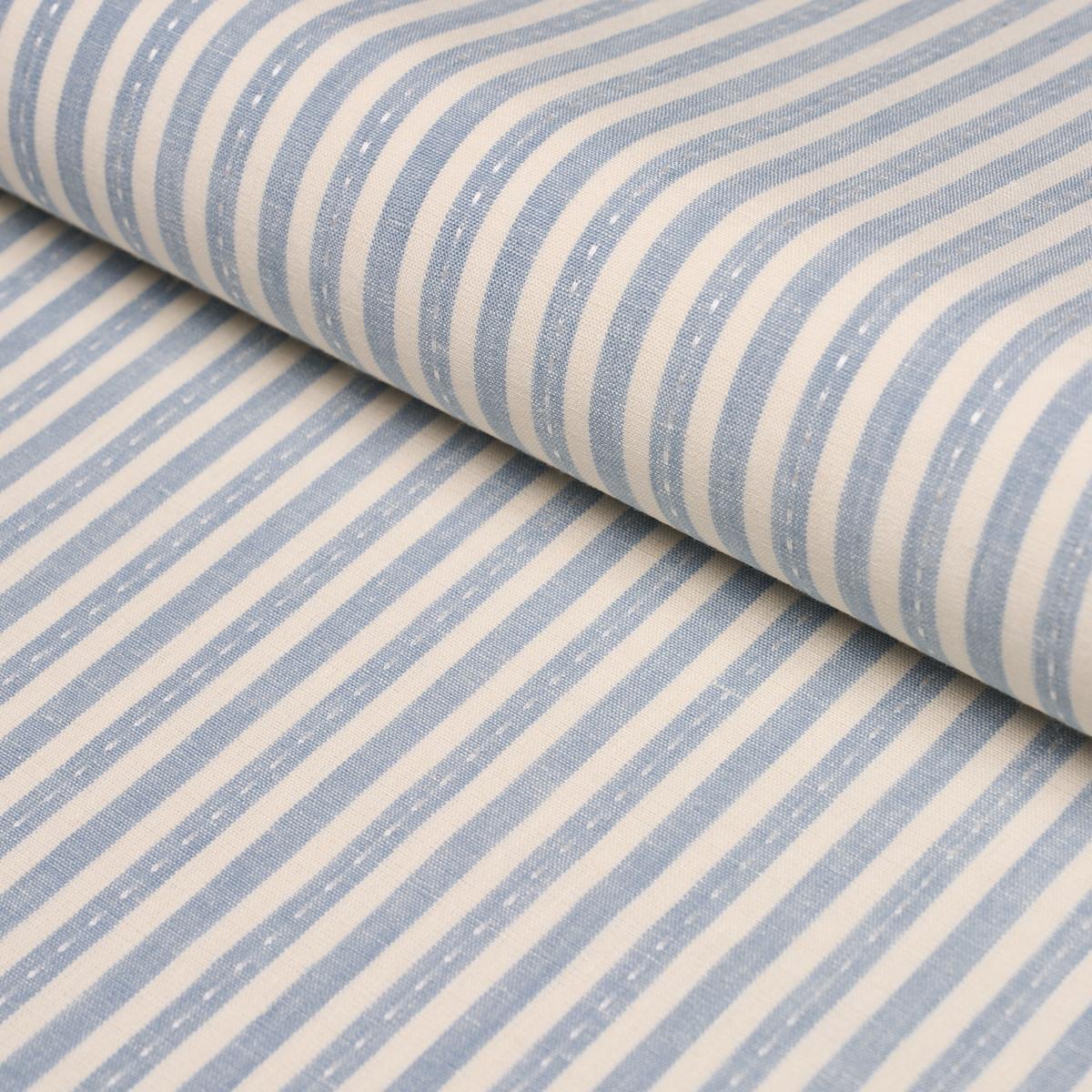Schumacher Mathis Ticking Stripe Sky Fabric