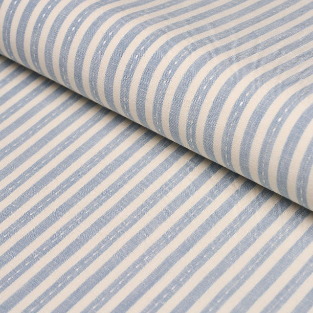 Schumacher Mathis Ticking Stripe Sky Fabric