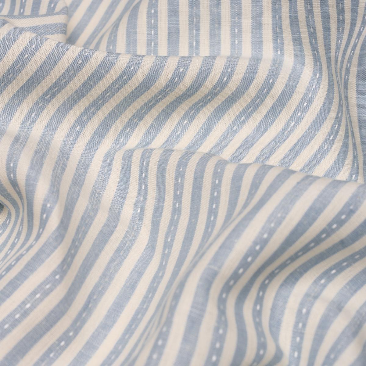 Schumacher Mathis Ticking Stripe Sky Fabric