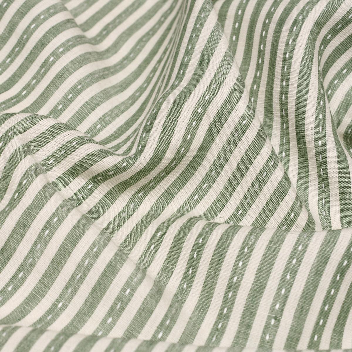 Schumacher Mathis Ticking Stripe Sage Fabric