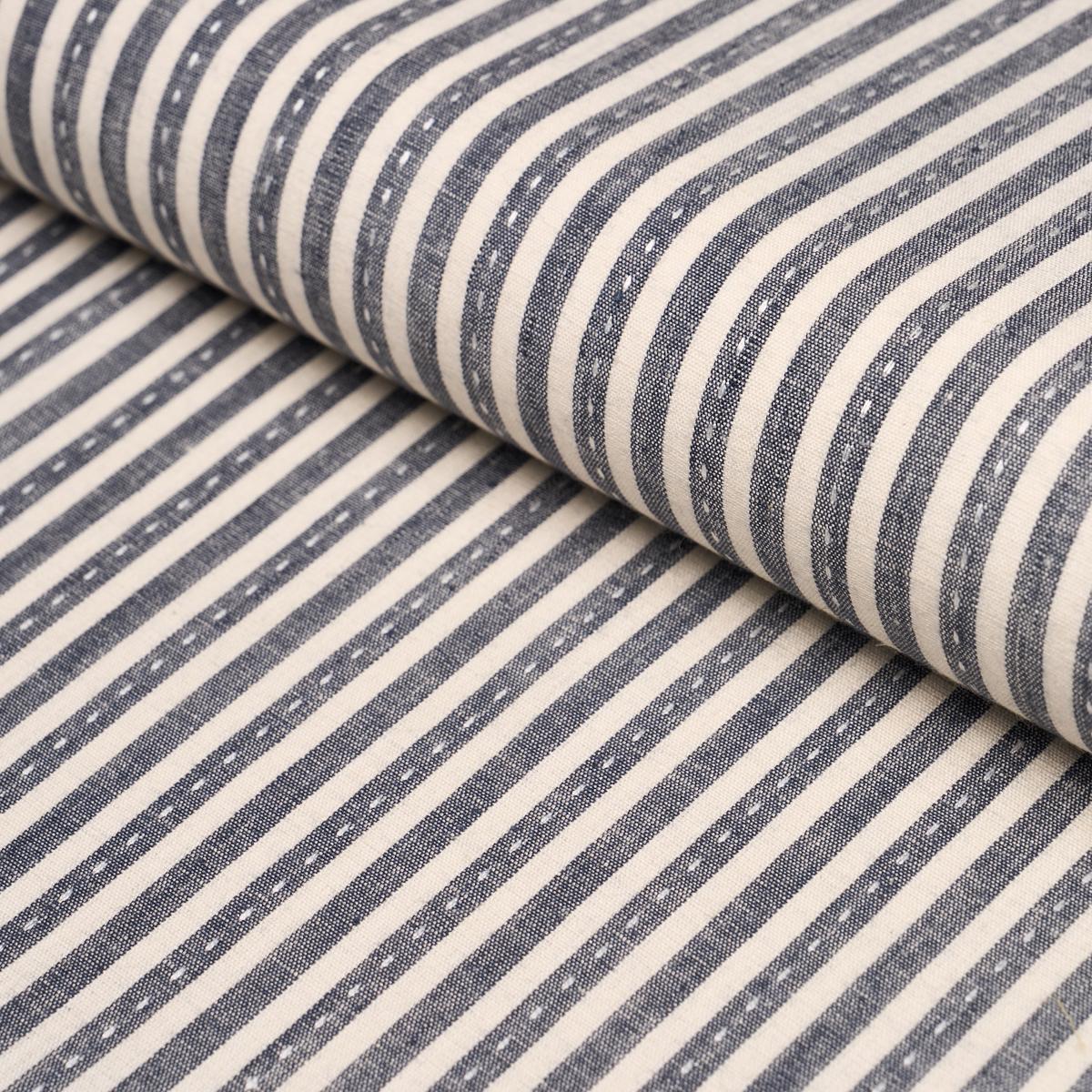 Schumacher Mathis Ticking Stripe Carbon Fabric
