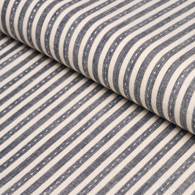 Schumacher Mathis Ticking Stripe Carbon Fabric