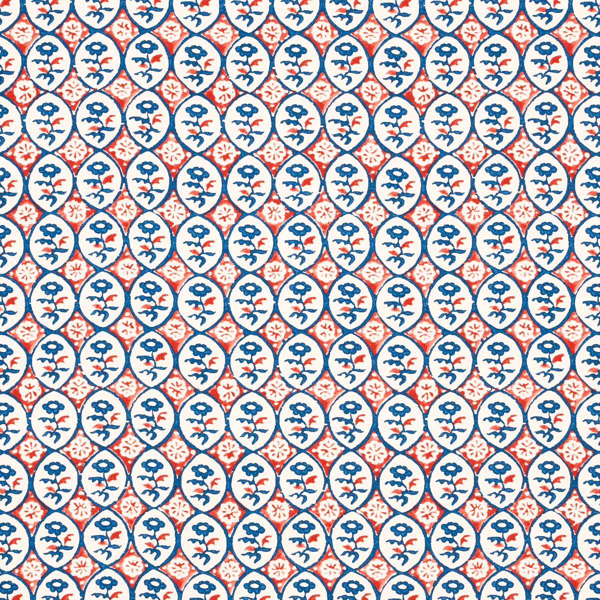 Schumacher Josiane Floral Rouge & Navy Fabric