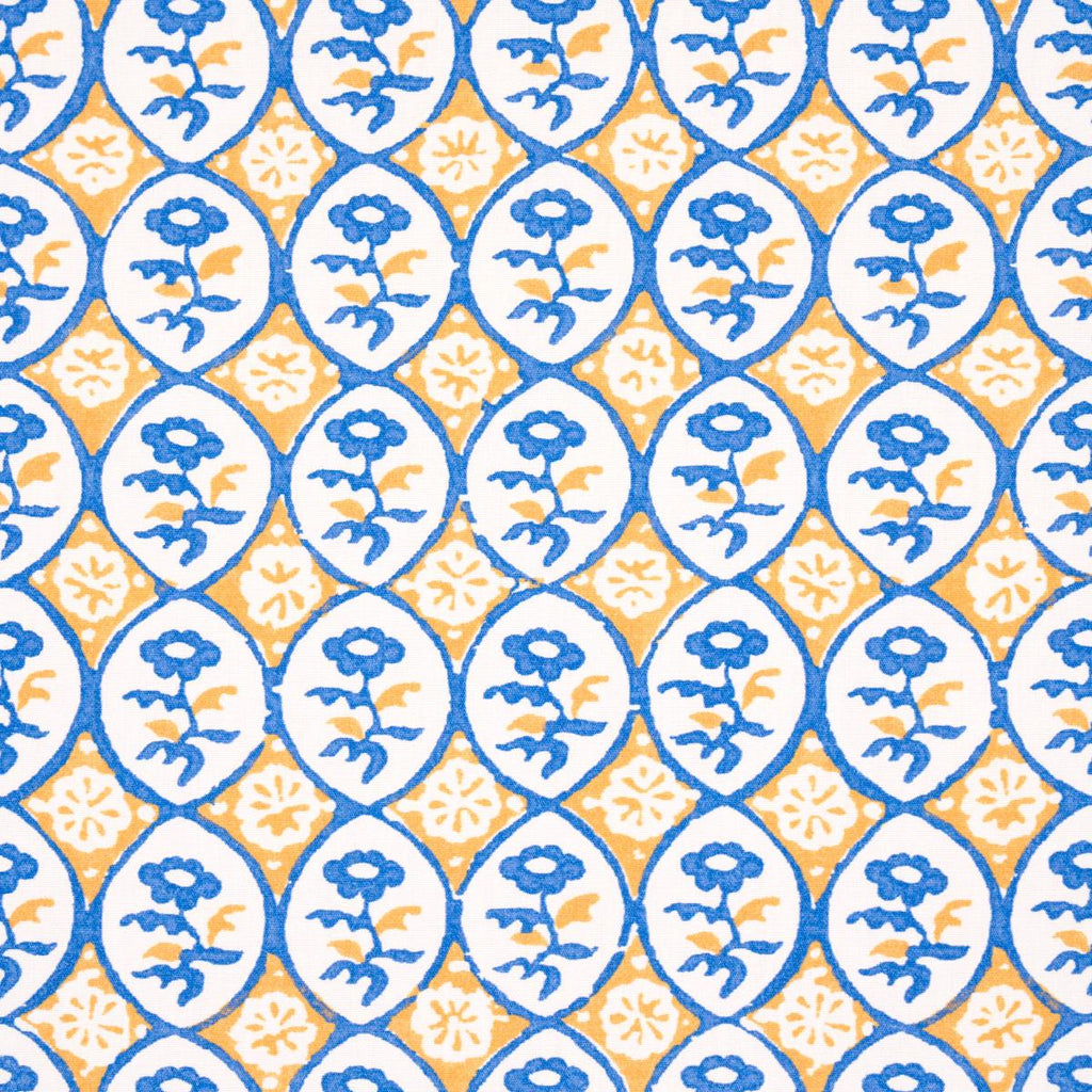 Schumacher Josiane Floral Yellow & Blue Fabric