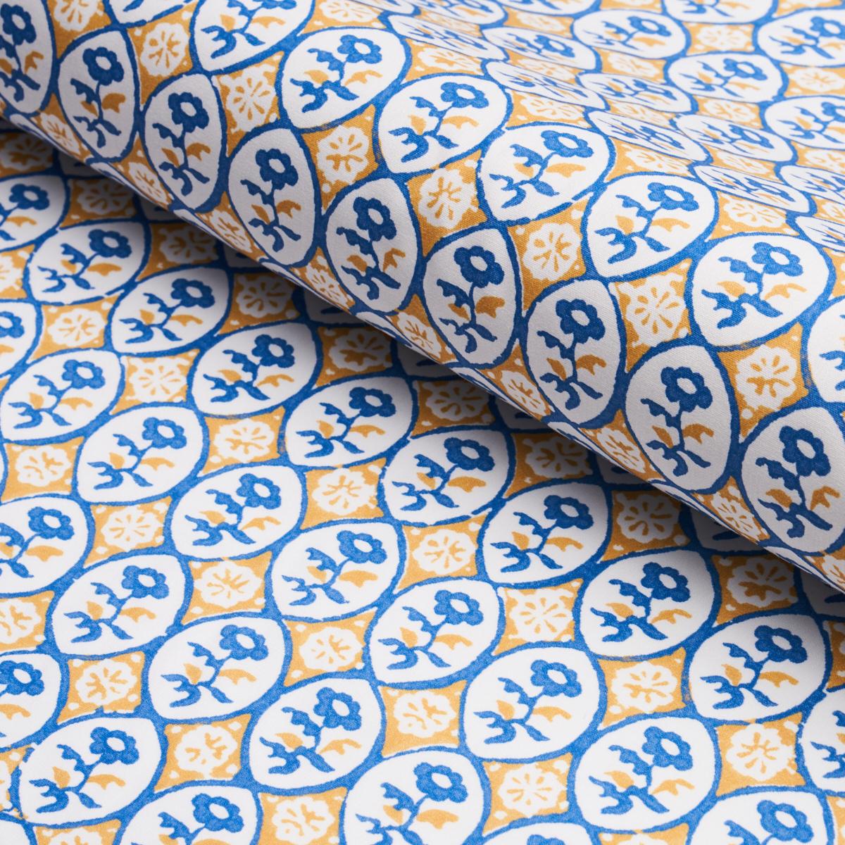 Schumacher Josiane Floral Yellow & Blue Fabric