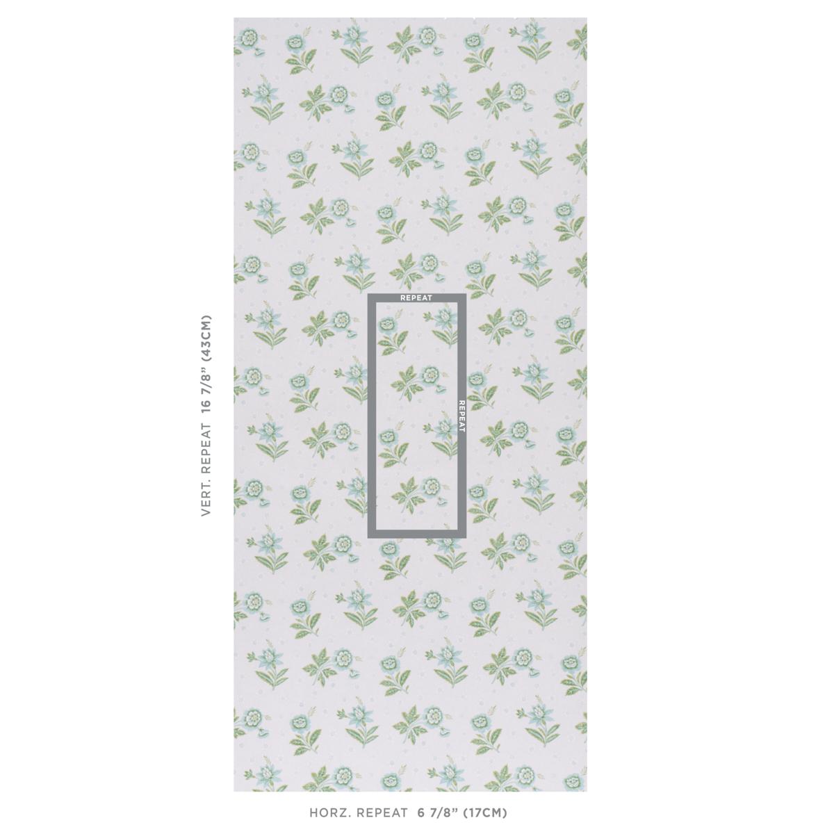 Schumacher Colline Leaf & Aqua Wallpaper