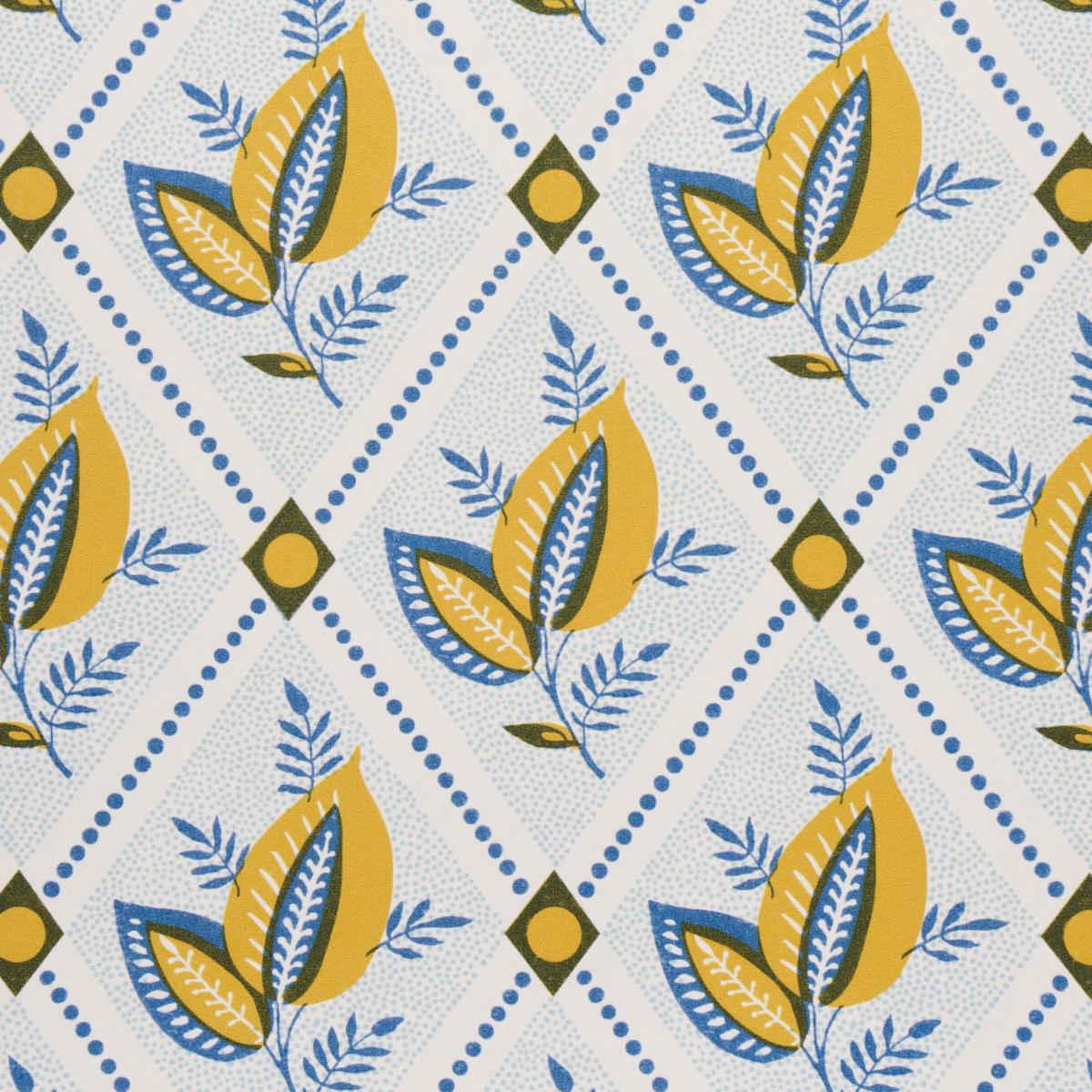 Schumacher Basile Trellis Yellow & Blue Wallpaper