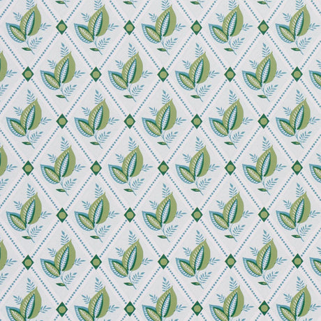 Schumacher Basile Trellis Leaf & Aqua Wallpaper