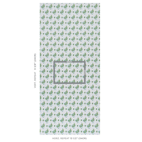 Schumacher Basile Trellis Leaf & Aqua Wallpaper